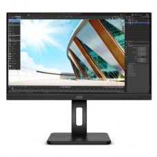 TFT 23.8` AOC 24P2Q, IPS, 75Гц, DP, HDMI, DVI, VGA, USB хаб, HAS, Pivot,  колонки, чорний