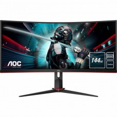 TFT 34` AOC CU34G2X/BK, 3440x1440, VA, 144Гц, вигнутий, DP, HDMI x 2, USB, Pivot, чорний з червоним