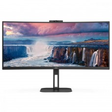 TFT 34` AOC CU34V5CW/BK, WQHD, VA, 100Гц, 1 мс, вигнутий, HDMI, DP, USB-C, USB-hub, webcam, колонки