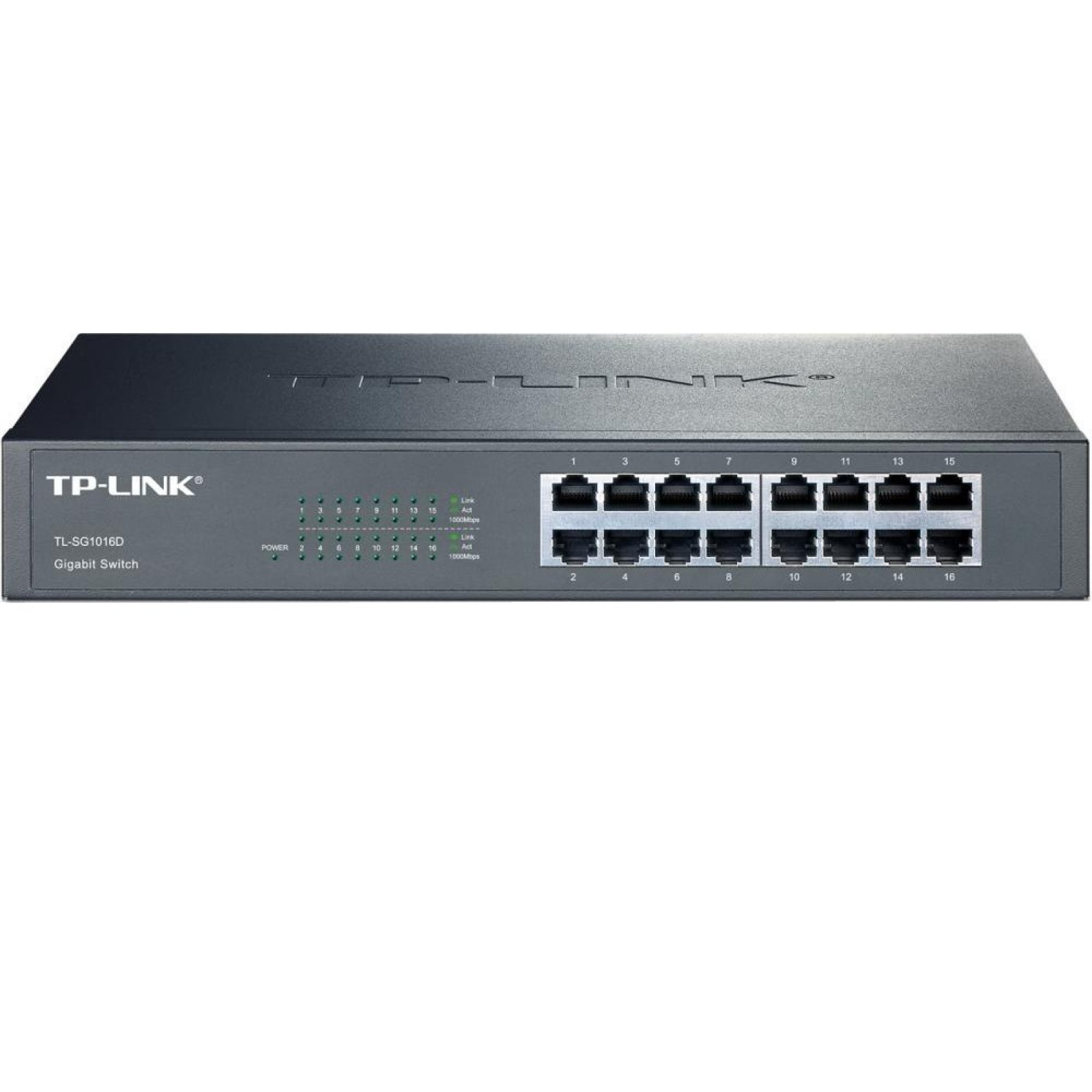 Коммутатор 16 port TP-Link TL-SG1016D (16x100/1000 Mb/s, неуправляемый)