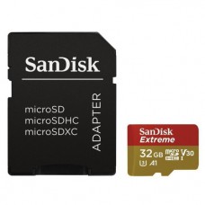 Карта памяти MicroSDHC  32GB UHS-I/U3 Class 10 SanDisk Extreme A1 R100/W60MB/s + SD-adapter (SDSQXAF