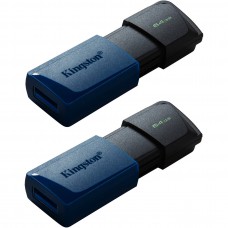 Флеш-накопитель USB3.2 2x64GB Kingston DataTraveler Exodia M Black/Blue (DTXM/64GB-2P)