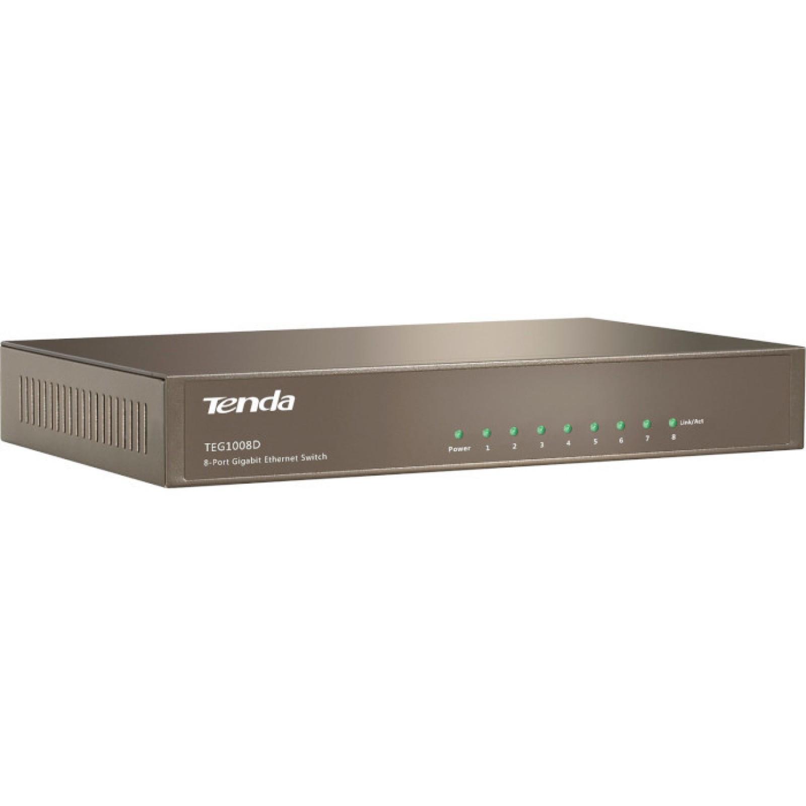 Комутатор TENDA TEG1008D 8port 10/100/1000 BaseTX, desktop, метал