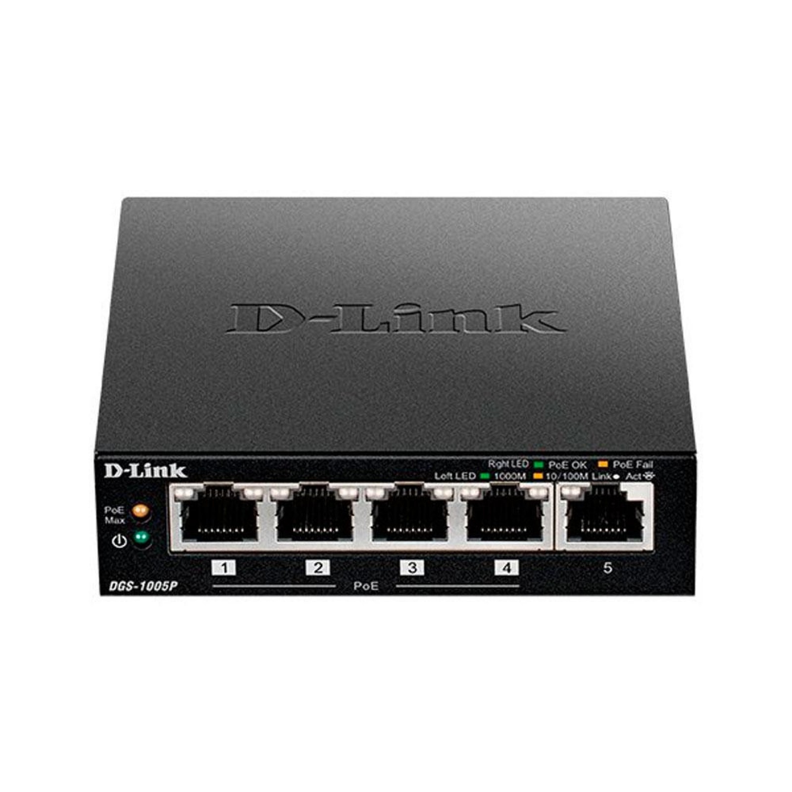 Комутатор D-Link DGS-1005P 5xGE (4xPoE, 1xUplink), 60W