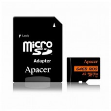Карта памяти MicroSDXC  64GB UHS-I/U3 Class 10 Apacer (AP64GMCSX10U8-R) + SD адаптер