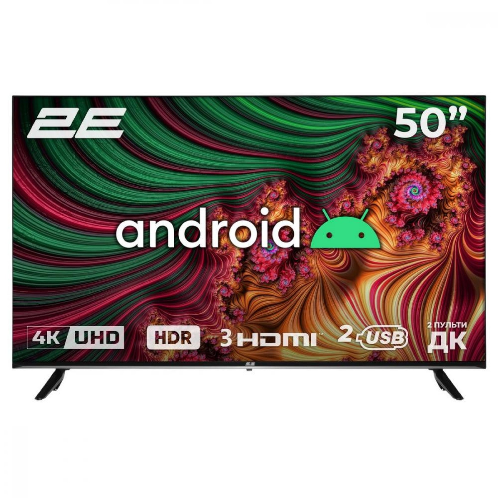 Телевізор 50` 2E LED 4K 60Hz Smart Google TV Black