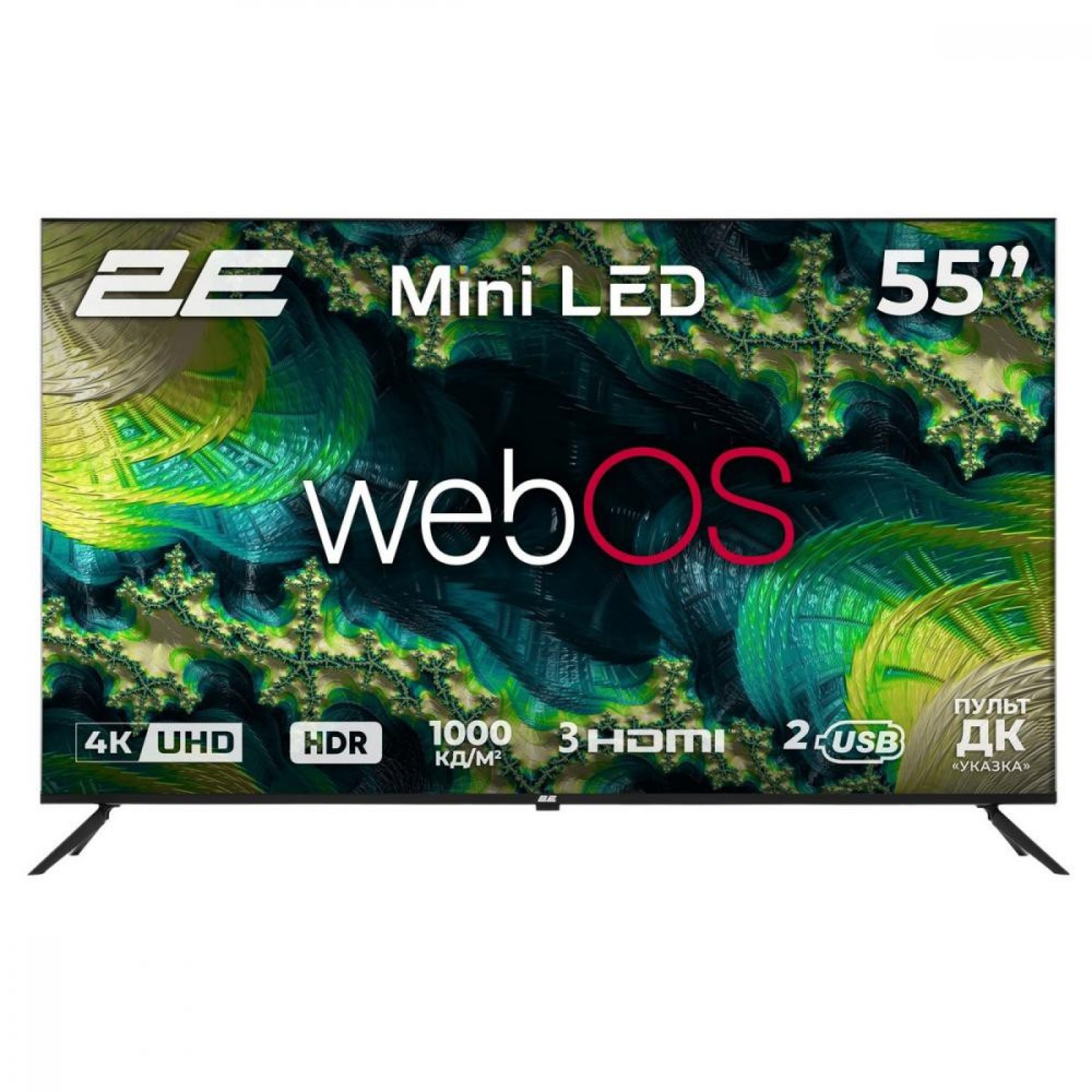 Телевізор 55` 2E MiniLED 4K 60Hz Smart WebOS Black