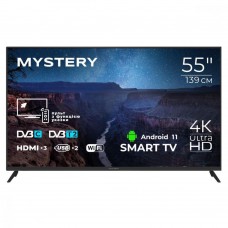 TV 55 Mystery MTV-5560UDT2 4K/Android 11/DVB-T2/2xUSB 2.0/3хHDMI/CI-слот/Wi-Fi/Black