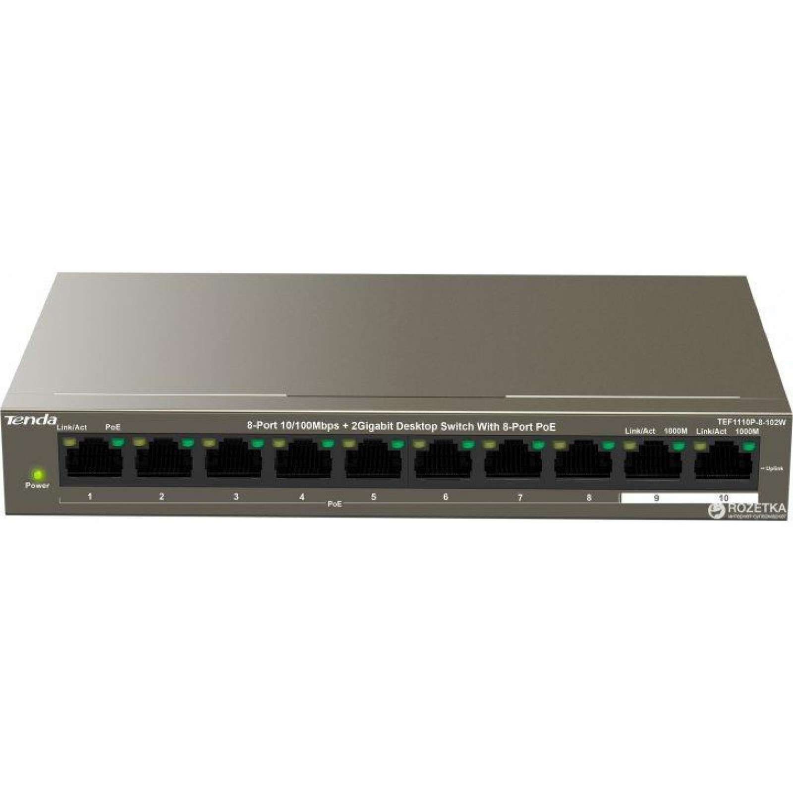 Комутатор TENDA TEF1110P-8-63W 8xFE PoE, 2xFE Uplink