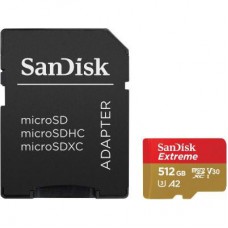 Карта памяти MicroSDXC 512GB C10 UHS-I SanDisk Extreme V30 U3 R190/W130MB/s + SD (SDSQXAV-512G-GN6MA