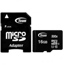 Карта памяти MicroSDHC  16GB UHS-I Class 10 Team Black + SD-adapter (TUSDH16GCL10U03)