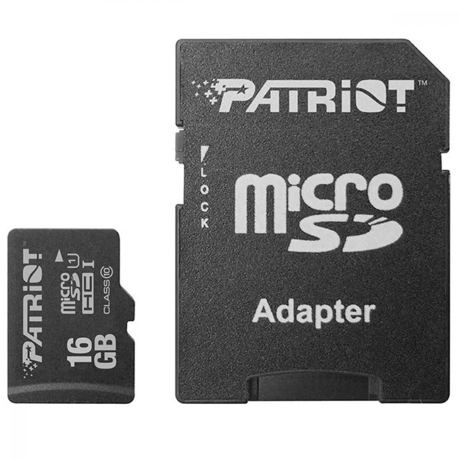 Карта памяти MicroSDHC 16GB UHS-I Class 10 Patriot LX + SD-adapter (PSF16GMCSDHC10)