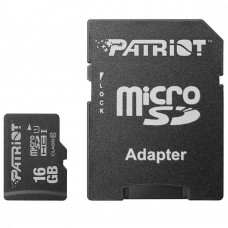 Карта памяти MicroSDHC 16GB UHS-I Class 10 Patriot LX + SD-adapter (PSF16GMCSDHC10)