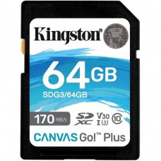 Карта памяти SDXC   64GB UHS-I/U3 Class 10 Kingston Canvas Go! Plus R170/W70MB/s (SDG3/64GB)