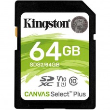 Карта памяти SDXC  64GB UHS-I Class 10 Kingston Canvas Select Plus R100MB/s (SDS2/64GB)