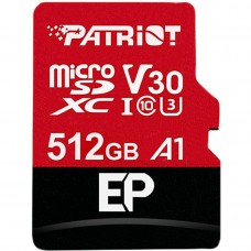 Карта памяти MicroSDXC 512GB UHS-I/U3 Class 10 Patriot EP A1 R90/W80MB/s + SD-adapter (PEF512GEP31MC