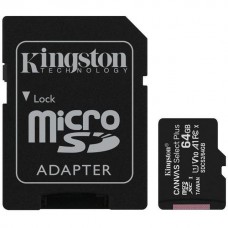 Карта памяти MicroSDXC  64GB UHS-I Class 10 Kingston Canvas Select Plus R100MB/s + SD-адаптер (SDCS2