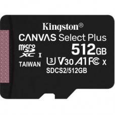Карта памяти MicroSDXC 512GB UHS-I/U3 Class 10 Kingston Canvas Select Plus R100/W85MB/s (SDCS2/512GB