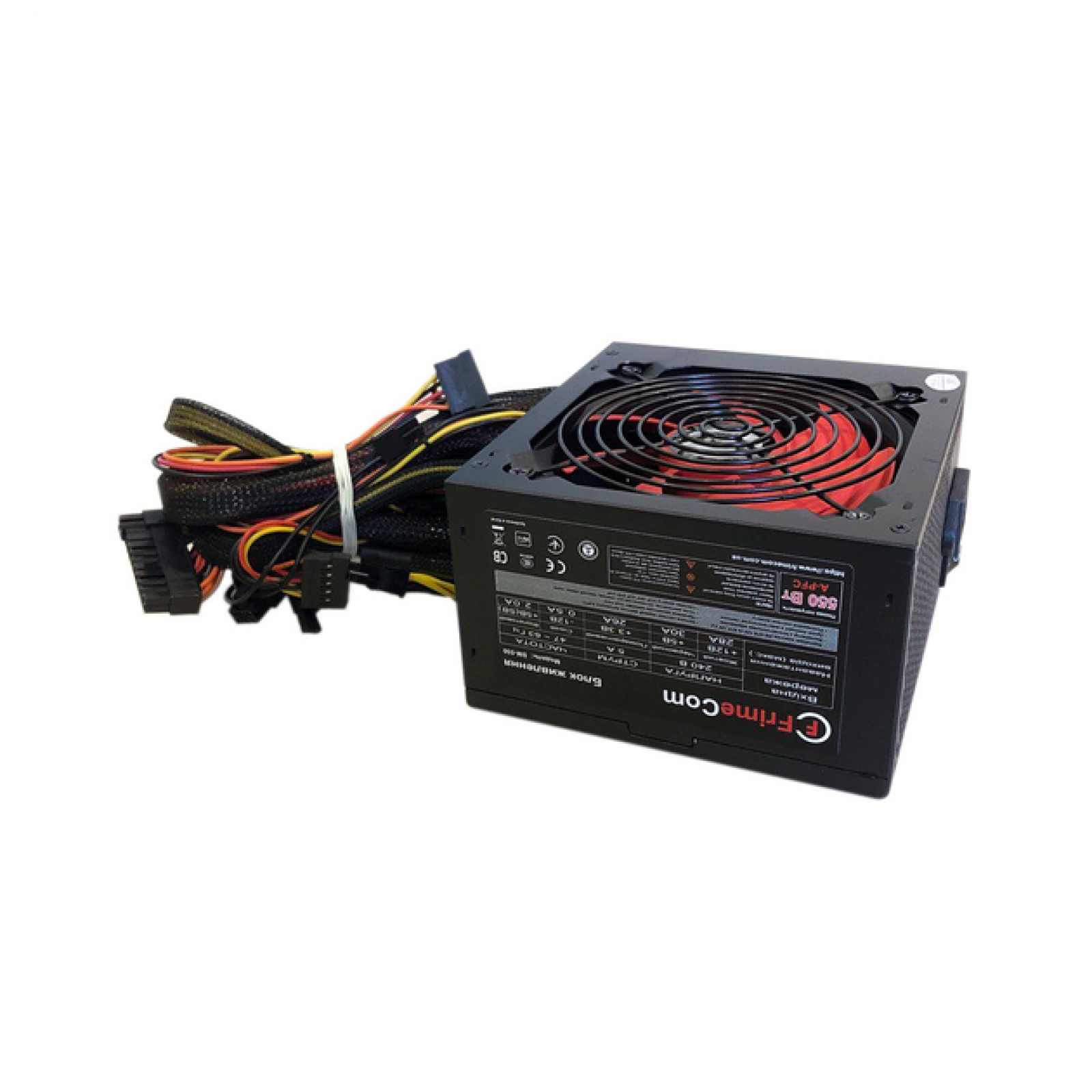 Блок питания FrimeCom SM550, 550W, 4xSATA, 2х(PCI-E 6+8pin), CPU 2*4pin, +12V 28А, A-PFC, W/O cable