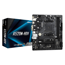 Материнская плата ASRock A520M-HDV (sAM4, A520, 2xDDR4,VGA/DVI-D/HDMI, MicroATX)