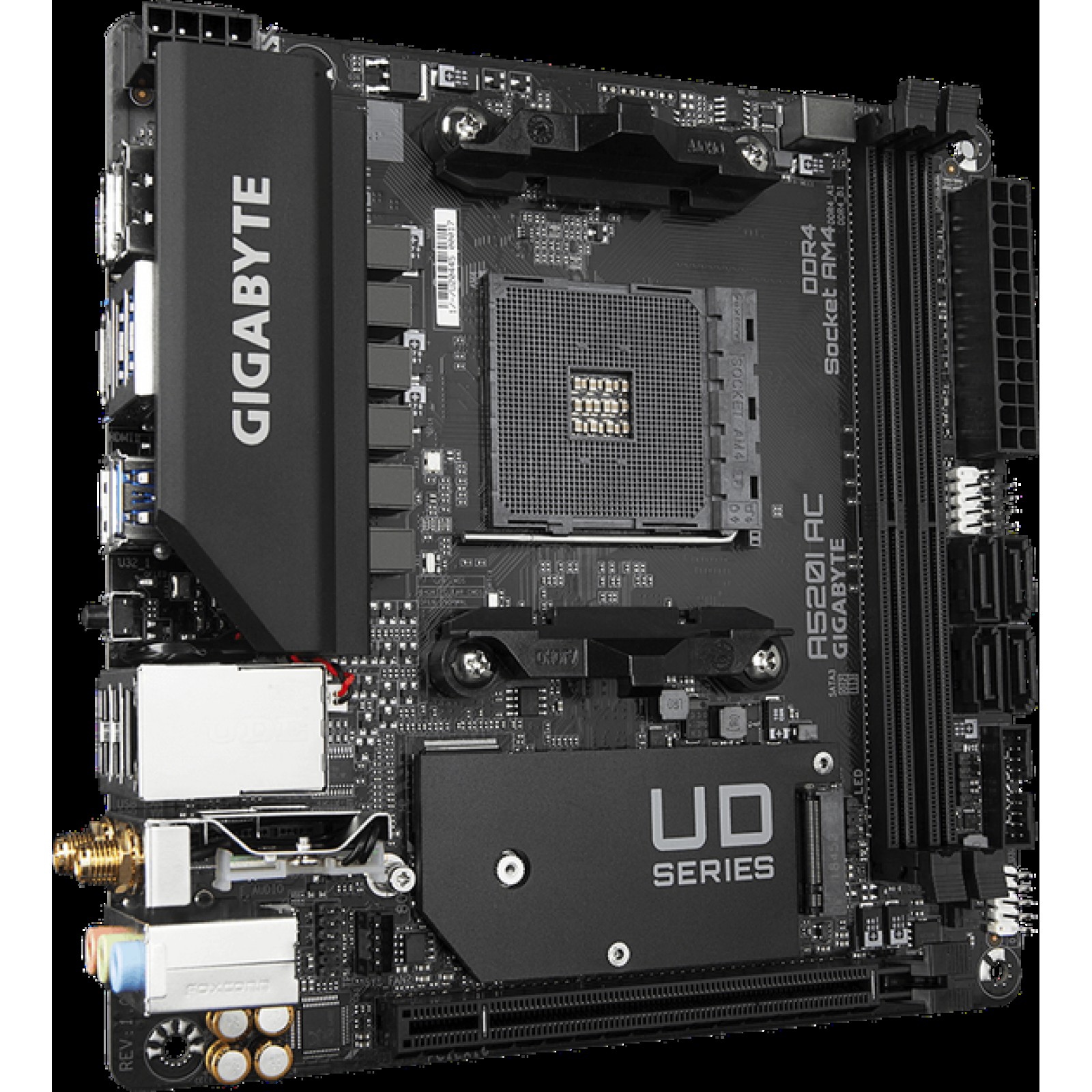 Материнская плата GIGABYTE A520I AC (sAM4, A520,Bluetooth 4.2, Wi-Fi (802.11 a/b/g/n/ac),Mini ITX)