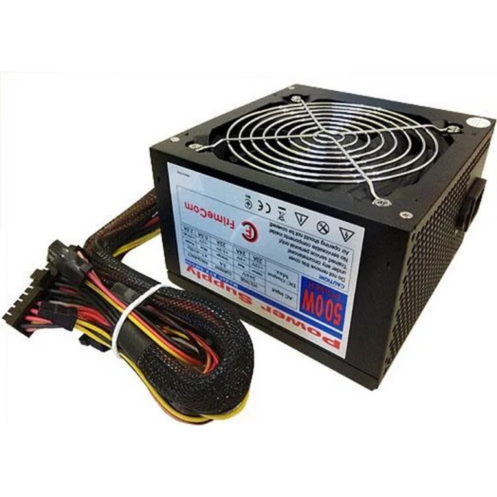 Блок питания FrimeCom SM500R ОЕМ) , 500W 120mm, 2xSATA, 2х(PCI-E 6+8pin), CPU 2*4pin, +12V 23А, ATX